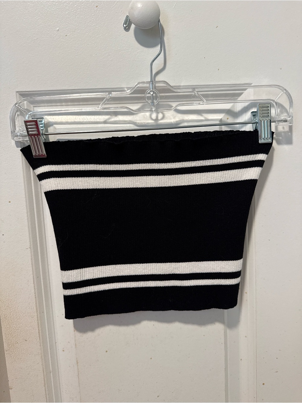 Black & White Striped Knit Tube Skirt - Classic Casual